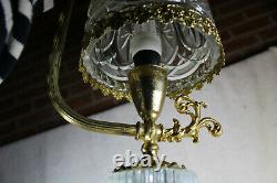 French crystal glass cut brass table lamp 1960