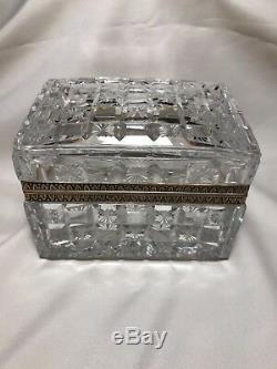 French signed Baccarat Bronze mounted Cut Crystal Jewelry Box