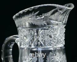 Fry Signed Cut Crystal ABP Glass Pitcher and 8 Matching Glasses 1901-1920