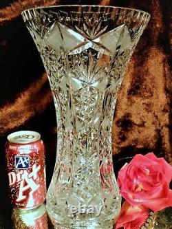 GORGEOUS 12.5 TALL ELEGANT Vintage Crystal Cut Glass Vase GERMANY HEAVY