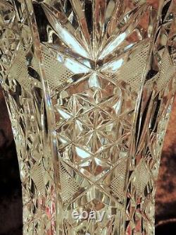 GORGEOUS 12.5 TALL ELEGANT Vintage Crystal Cut Glass Vase GERMANY HEAVY