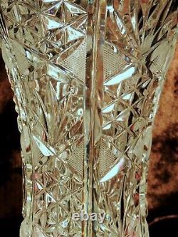 GORGEOUS 12.5 TALL ELEGANT Vintage Crystal Cut Glass Vase GERMANY HEAVY