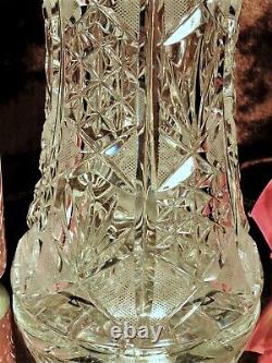 GORGEOUS 12.5 TALL ELEGANT Vintage Crystal Cut Glass Vase GERMANY HEAVY