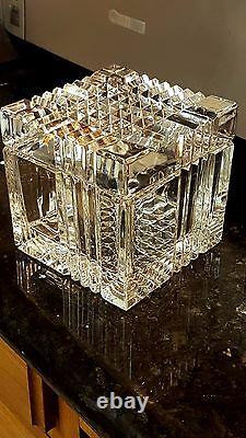 GORGEOUS DIAMOND POINT Cut Glass Square Box 3/4THICK BASE Mikasa Slovenia