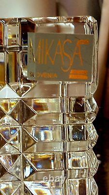 GORGEOUS DIAMOND POINT Cut Glass Square Box 3/4THICK BASE Mikasa Slovenia