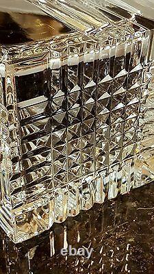 GORGEOUS DIAMOND POINT Cut Glass Square Box 3/4THICK BASE Mikasa Slovenia