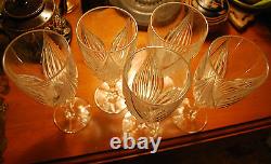 GORHAM CRYSTAL'PRIMROSE' Set Of 5 Iced Tea Glasses VERTICAL PATTERN 8.5