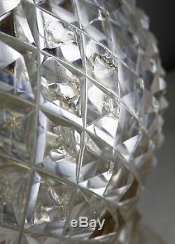 Georgian Antique Cut Crystal Glass Decanter St Louis Neck Diamond Pattern