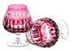 German Cranberry Cut to Clear Cased Crystal Brandy Snifters Glass Pair