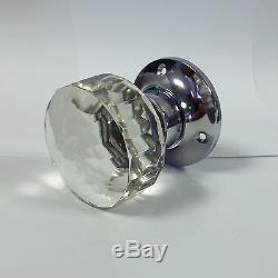 Glass Mortice Door Knobs Crystal Cut Handles Chrome Plated Backplate 5 Pairs