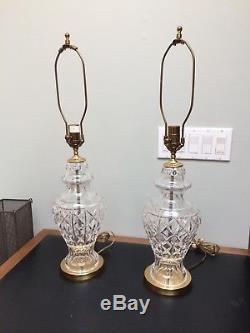 Glengarriff by Waterford Pair 28 Cut Crystal Table Lamps Ginger Jar Form 7550