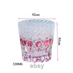 Gold Pink Edo Kiriko Crystal Whiskey Glass Hand Cut Clear Diamond 10oz Gift Pack
