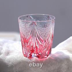 Gold Pink Edo Kiriko Drinking Glass Hand Cut Crystal Whisky Cup 12oz New Color