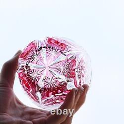 Gold Pink Edo Kiriko Drinking Glass Hand Cut Crystal Whisky Cup 12oz New Color
