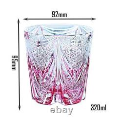Gold Pink Edo Kiriko Drinking Glass Hand Cut Crystal Whisky Cup 12oz New Color