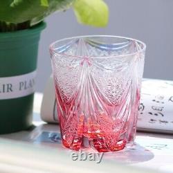 Gold Pink Edo Kiriko Drinking Glass Hand Cut Crystal Whisky Cup 12oz New Color