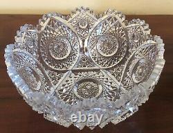 Gorgeous ABP Cut Glass Crystal 8 Serving Bowl With Sawtooth Edge