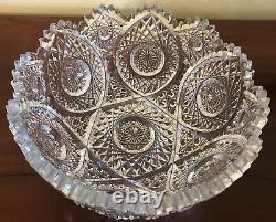 Gorgeous ABP Cut Glass Crystal 8 Serving Bowl With Sawtooth Edge