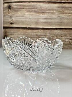 Gorgeous Antique ABP American Brilliant Cut Crystal Bowl Rounded Sawtooth Rim