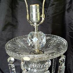 Gorgeous Antique Cut Crystal Glass Lamp With Large Prism Crystals Germany U. S. Zone