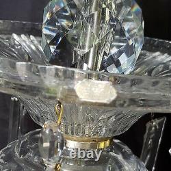 Gorgeous Antique Cut Crystal Glass Lamp With Large Prism Crystals Germany U. S. Zone
