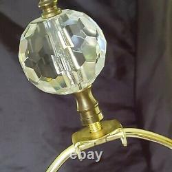 Gorgeous Antique Cut Crystal Glass Lamp With Large Prism Crystals Germany U. S. Zone