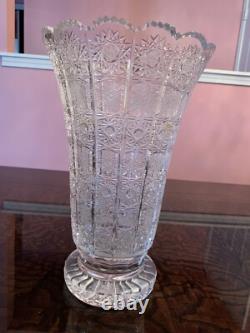 Gorgeous Czech Bohemian Hand Cut Crystal Glass Vase Brand New