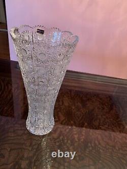 Gorgeous Czech Bohemian Hand Cut Crystal Glass Vase Brand New