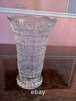 Gorgeous Czech Bohemian Hand Cut Crystal Glass Vase Brand New