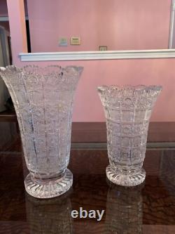 Gorgeous Czech Bohemian Hand Cut Crystal Glass Vase Brand New