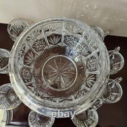 Gorgeous Imperlux Cut Crystal Covered Lidded Punch Bowl 8 Cups Heavy