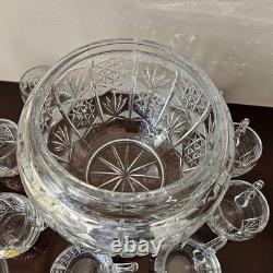 Gorgeous Imperlux Cut Crystal Covered Lidded Punch Bowl 8 Cups Heavy