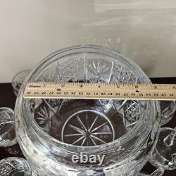 Gorgeous Imperlux Cut Crystal Covered Lidded Punch Bowl 8 Cups Heavy