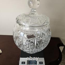 Gorgeous Imperlux Cut Crystal Covered Lidded Punch Bowl 8 Cups Heavy