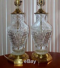 Gorgeous Large Vintage Waterford Cut Crystal Table Lamps