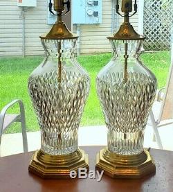 Gorgeous Large Vintage Waterford Cut Crystal Table Lamps