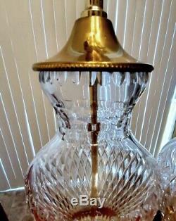 Gorgeous Large Vintage Waterford Cut Crystal Table Lamps