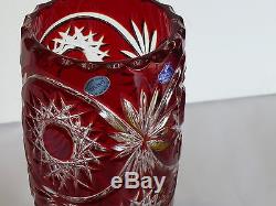 Gorgeous RUBY RED, 29 cm high, Cut to clear Overlay Cased Crystal Vase, RUSSIA