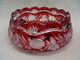 Gorgeous Round Bowl 24% Lead Crystal Ruby Red Clear Cut Etched Handmade Germany