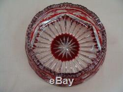 Gorgeous Round Bowl 24% Lead Crystal Ruby Red Clear Cut Etched Handmade Germany