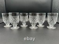 Gorgeous Set of 6 WATERFORD CRYSTAL Boyne (Cut Foot) Juice Glasses, MINT