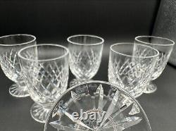 Gorgeous Set of 6 WATERFORD CRYSTAL Boyne (Cut Foot) Juice Glasses, MINT