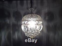 Gorgeous Vintage French Cut Crystal Glass Bag Chandelier, c1920s