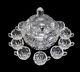Gorham Bamberg Crystal Covered Punchbowl with 9 cups. Cut Dot & Fan Design