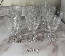 Gorham Crystal CHANTILLY Wine Glasses 7.25 Set of 9 Cut Floral Design Square