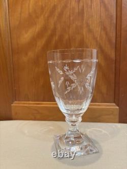 Gorham Crystal CHANTILLY Wine Glasses 7.25 Set of 9 Cut Floral Design Square