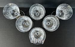 Gorham Crystal Cherrywood Wine Glasses 5 5/8 Set of 6 Fan Cut Crystal