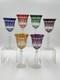 Gourgeous Set Of 6 Colorful Cut to Clear Crystal 8 3/4 Tall Hock Wine Glasses