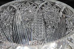 Grand! Hand Cut Czechoslovakian Lead Crystal Bowl Exquisite! (8 H x 13 W)
