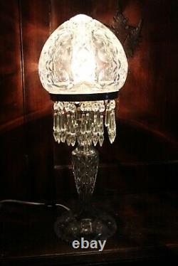 Great Hand Cut Glass Crystal Dome Mushroom Table Lamp Amazing Design, Prism